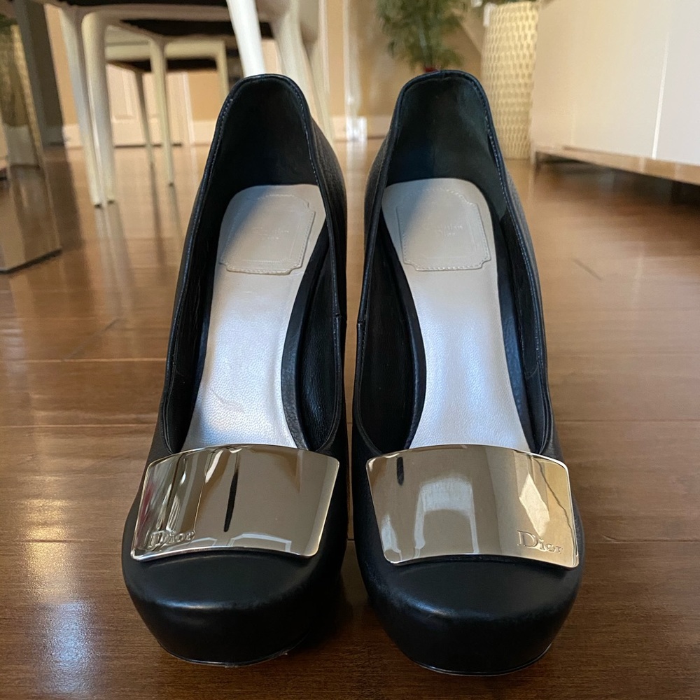 Christian Dior Black Leather Mirror Pumps